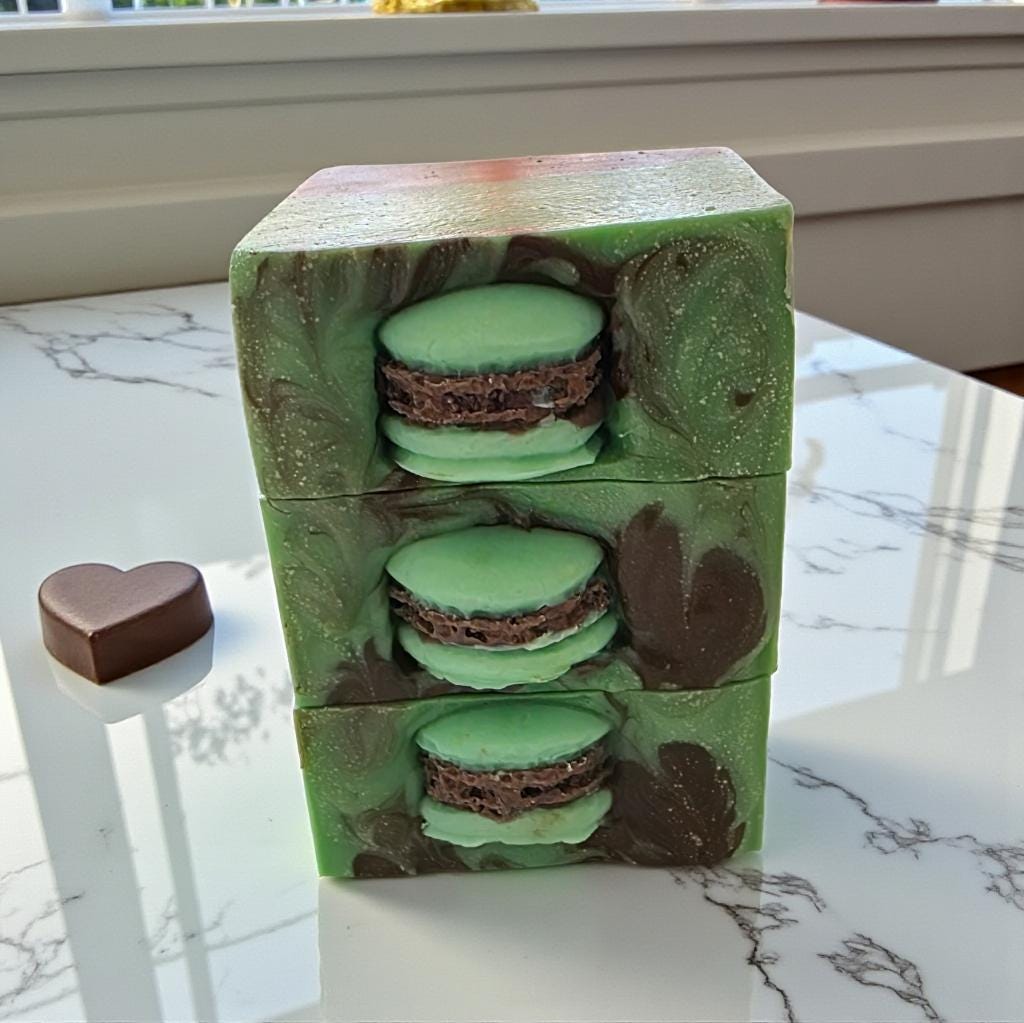 Handmade Peppermint Cocoa Swirl Soap | French Green Clay Moisturizing Bar