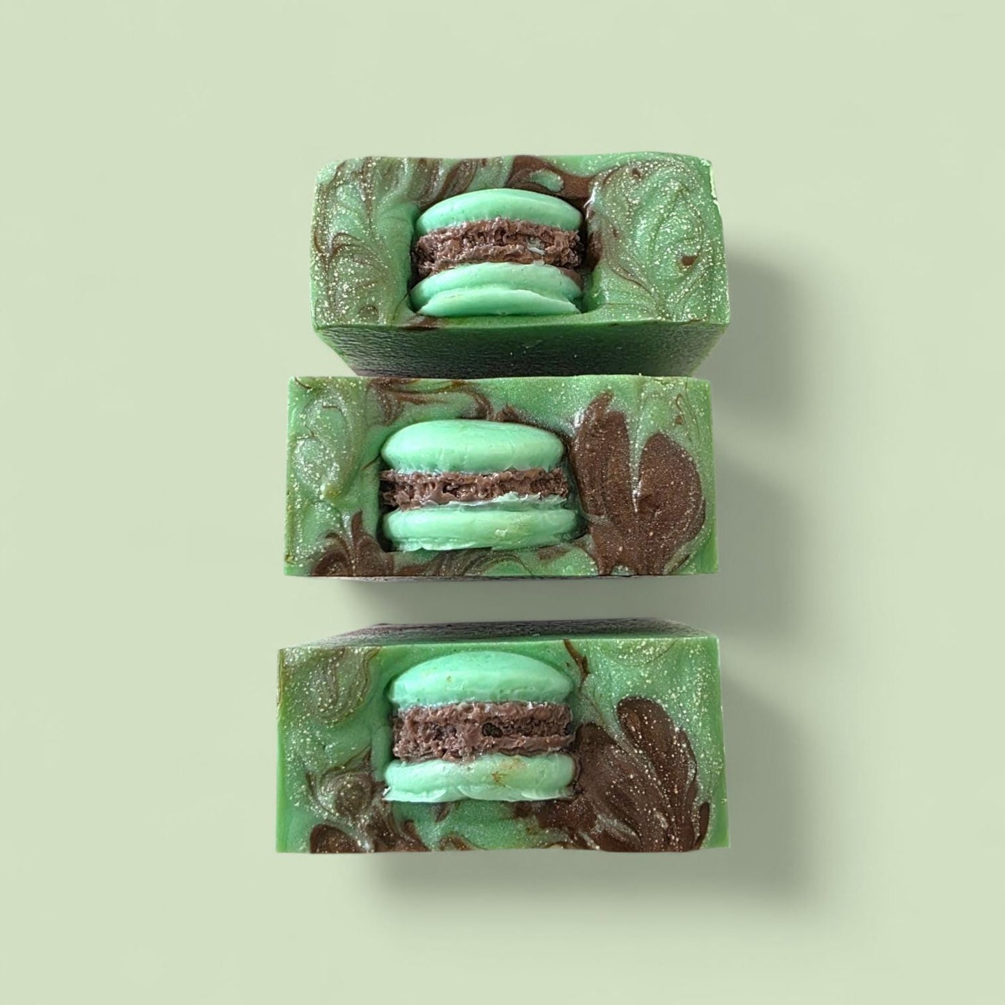 Handmade Peppermint Cocoa Swirl Soap | French Green Clay Moisturizing Bar