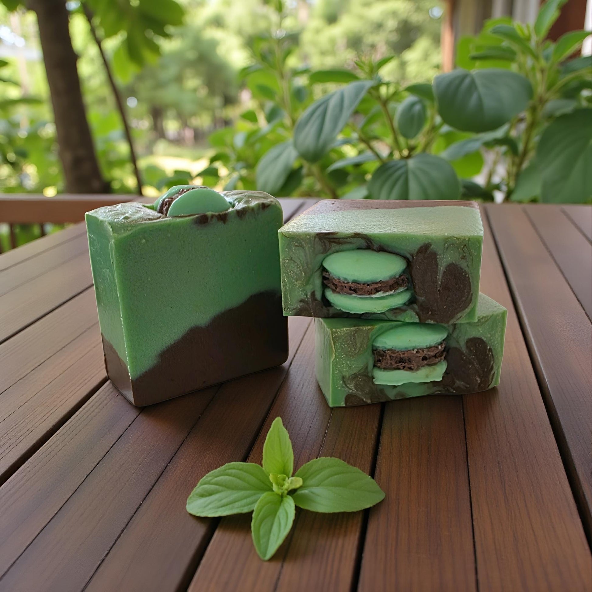 Handmade Peppermint Cocoa Swirl Soap | French Green Clay Moisturizing Bar