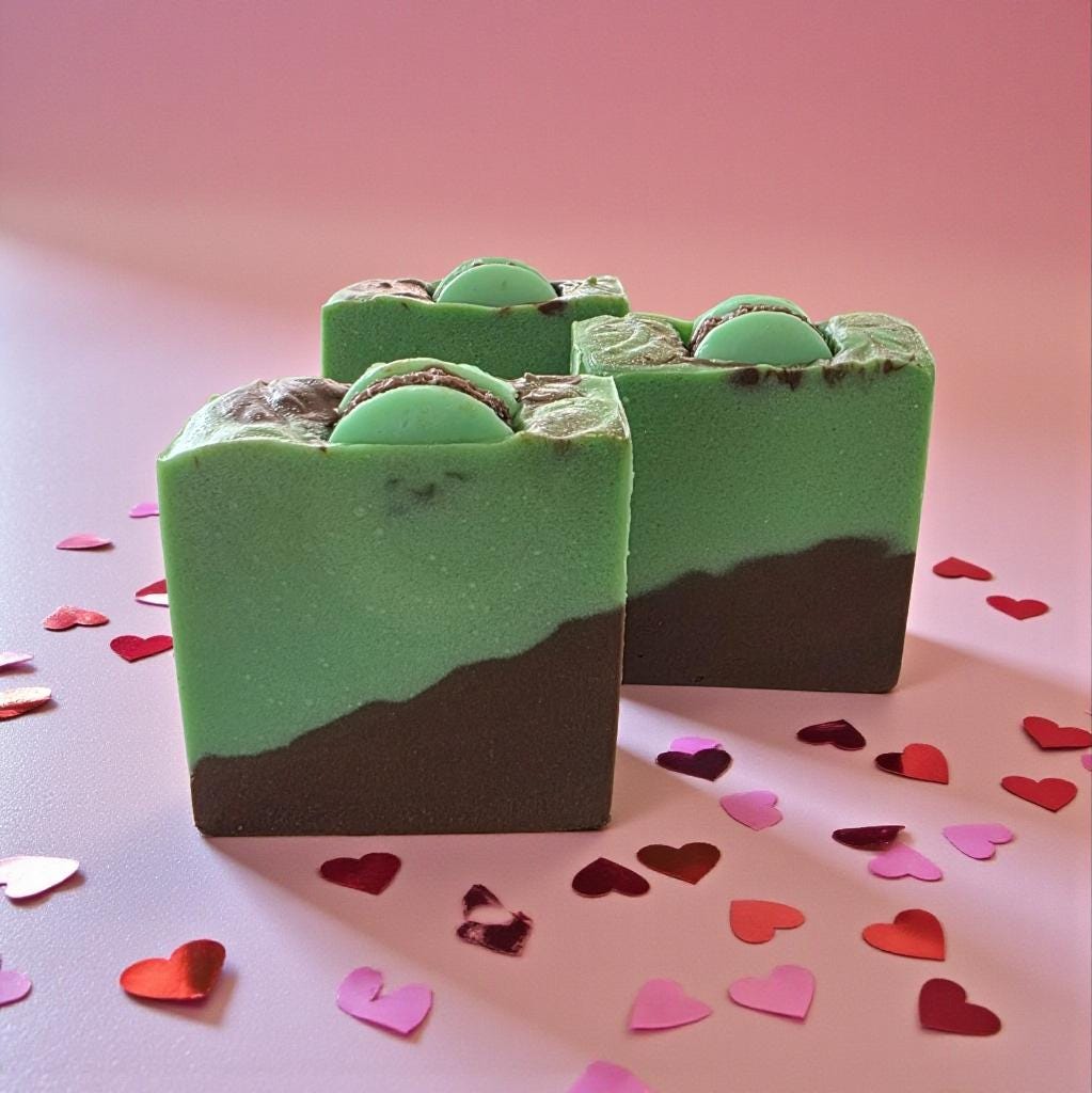 Handmade Peppermint Cocoa Swirl Soap | French Green Clay Moisturizing Bar